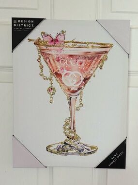 Design District Gucci Pink Martini Glass Canvas Wall Art